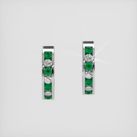 0.30 Ct.Tw. Emerald Natural Diamond Hoops Earrings, 18K White Gold Video