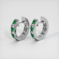 0.30 Ct.Tw. Emerald Natural Diamond Hoops Earrings, 18K White Gold Image