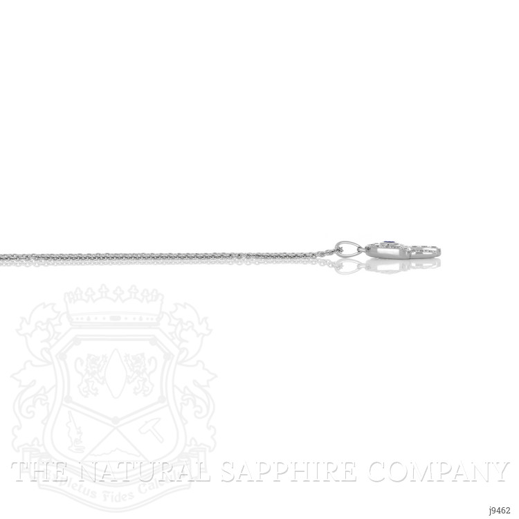 0.10 Ct. Blue Sapphire and Natural Diamond Religious Pendant, 18K White Gold