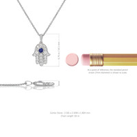 0.10 Ct. Blue Sapphire and Natural Diamond Religious Pendant, 18K White Gold Image