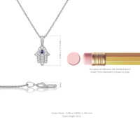 0.04 Ct. Blue Sapphire and Natural Diamond Religious Pendant, 18K White Gold Image