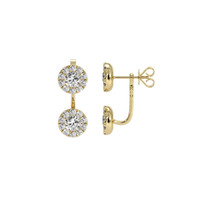 1.24&nbsp;Ct.Tw.Total Carat Weight Natural Diamond Pave Earrings, 18K Yellow Gold Image