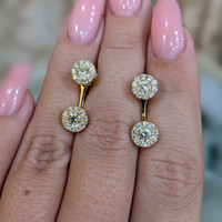 1.24 Ct.Tw. Natural Diamond Pave Earrings, 18K Yellow Gold Life Style