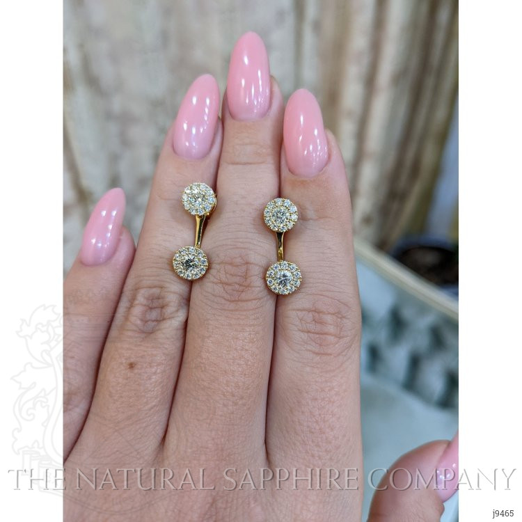 1.24 Ct.Tw. Natural Diamond Pave Earrings, 18K Yellow Gold