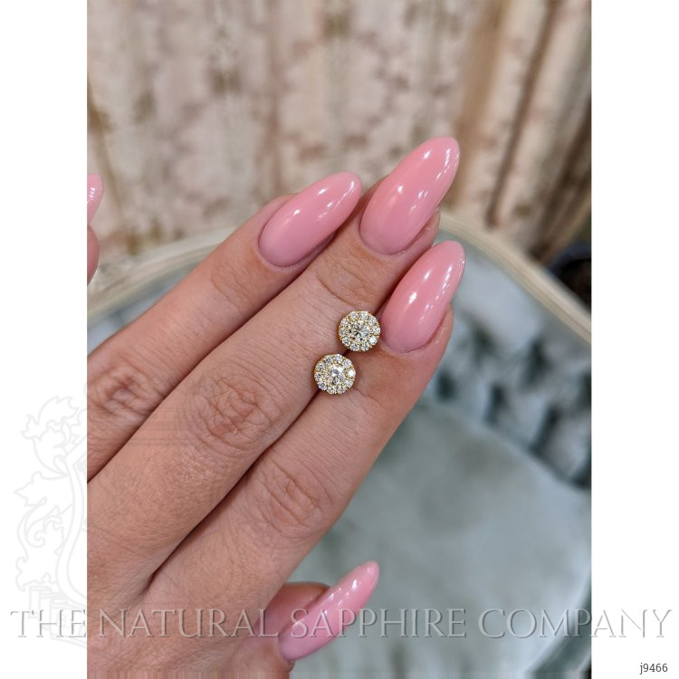 0.64 Ct.Tw. Natural Diamond Studs Earrings, 18K Yellow Gold
