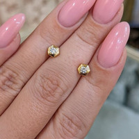 0.19&nbsp;Ct.Tw.Total Carat Weight Natural Diamond Studs Earrings, 18K Yellow Gold Life Style