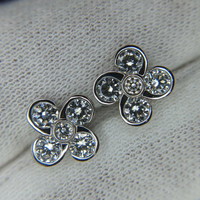 1.17&nbsp;Ct.Tw.Total Carat Weight Natural Diamond Studs Earrings, 18K White Gold Life Style