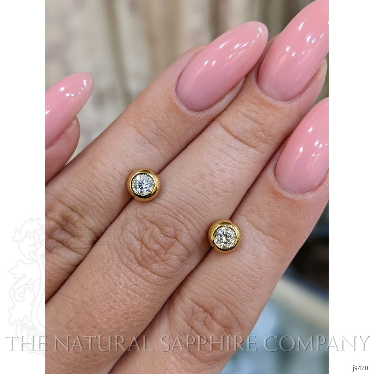 0.40 Ct.Tw. Natural Diamond Studs Earrings, 18K Yellow Gold