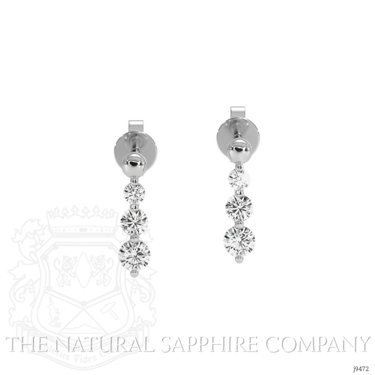 0.41 Ct.Tw. Natural Diamond Accent Stones Earrings, 18K White Gold