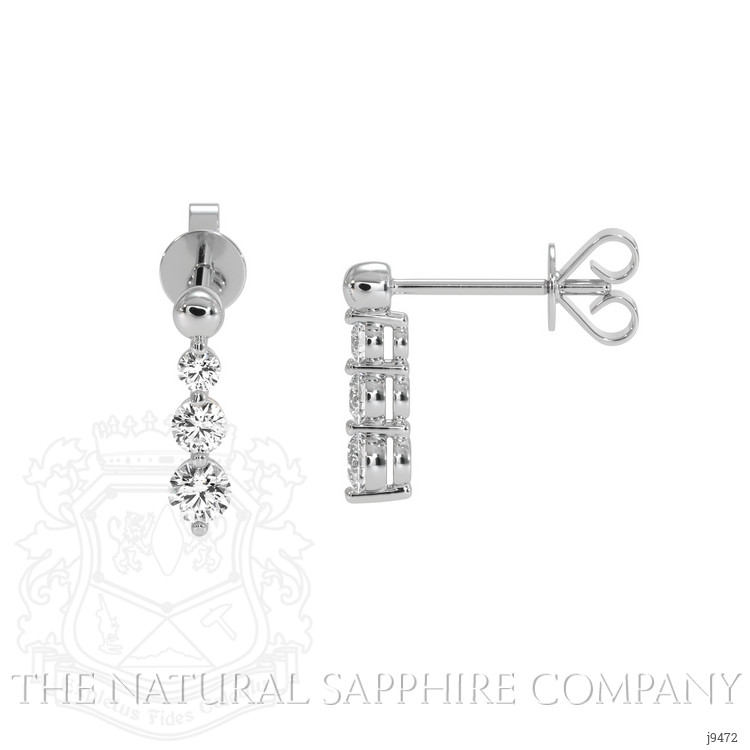 0.41 Ct.Tw. Natural Diamond Accent Stones Earrings, 18K White Gold