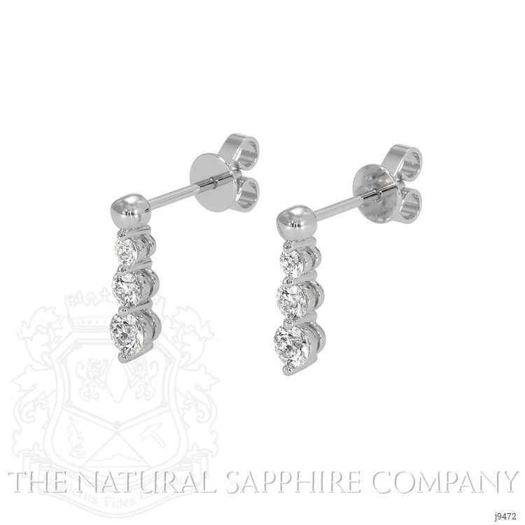 0.41 Ct.Tw. Natural Diamond Accent Stones Earrings, 18K White Gold