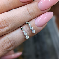 0.41 Ct.Tw. Natural Diamond Accent Stones Earrings, 18K White Gold Life Style