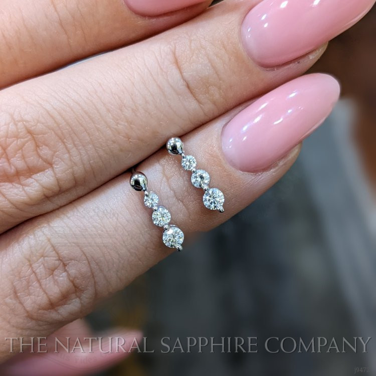 0.41 Ct.Tw. Natural Diamond Accent Stones Earrings, 18K White Gold