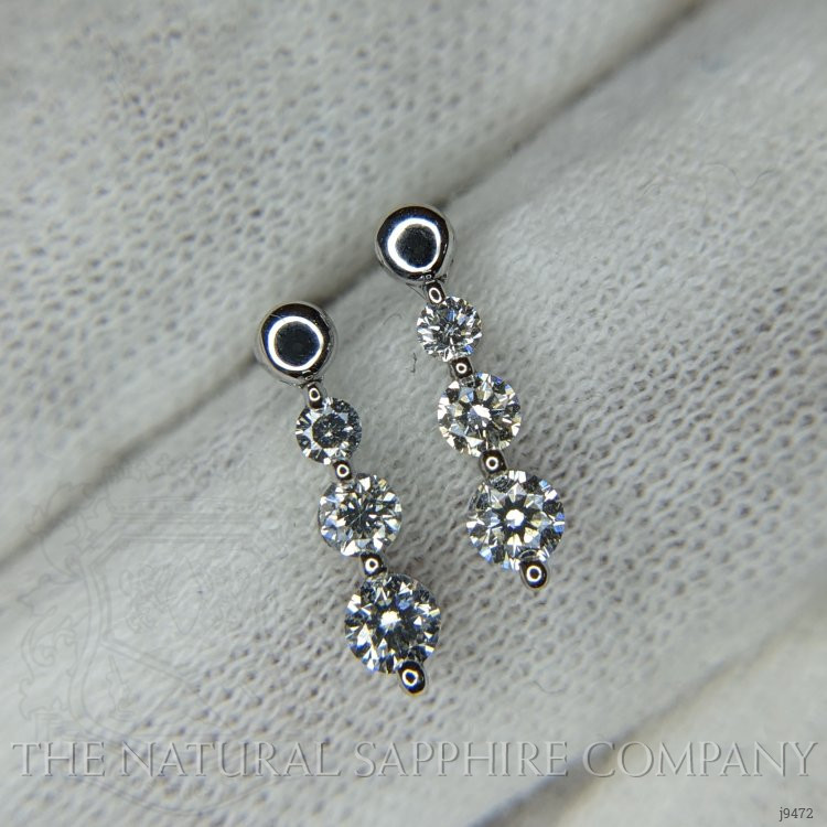 0.41 Ct.Tw. Natural Diamond Accent Stones Earrings, 18K White Gold