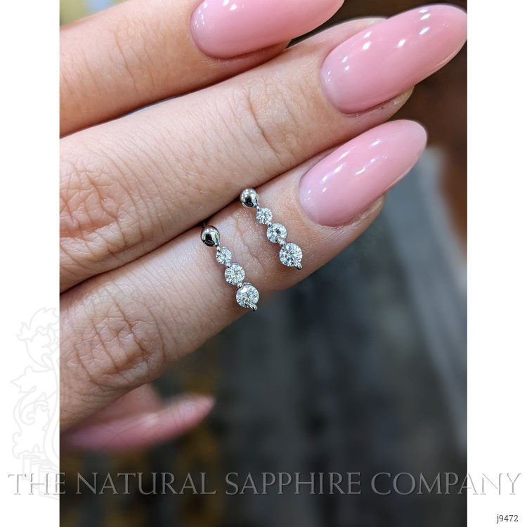 0.41 Ct.Tw. Natural Diamond Accent Stones Earrings, 18K White Gold