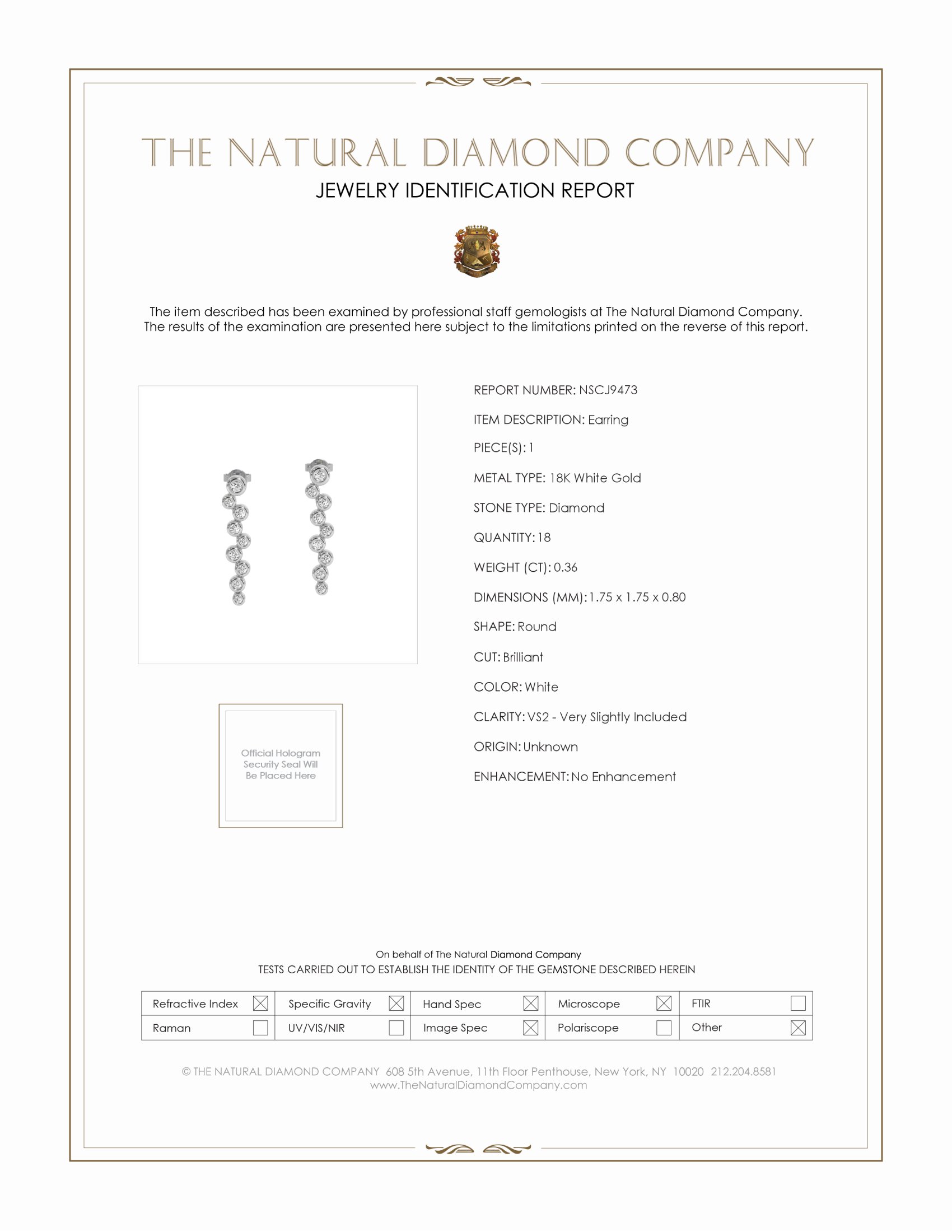 0.36 Ct.Tw. Natural Diamond Accent Stones Earrings, 18K White Gold