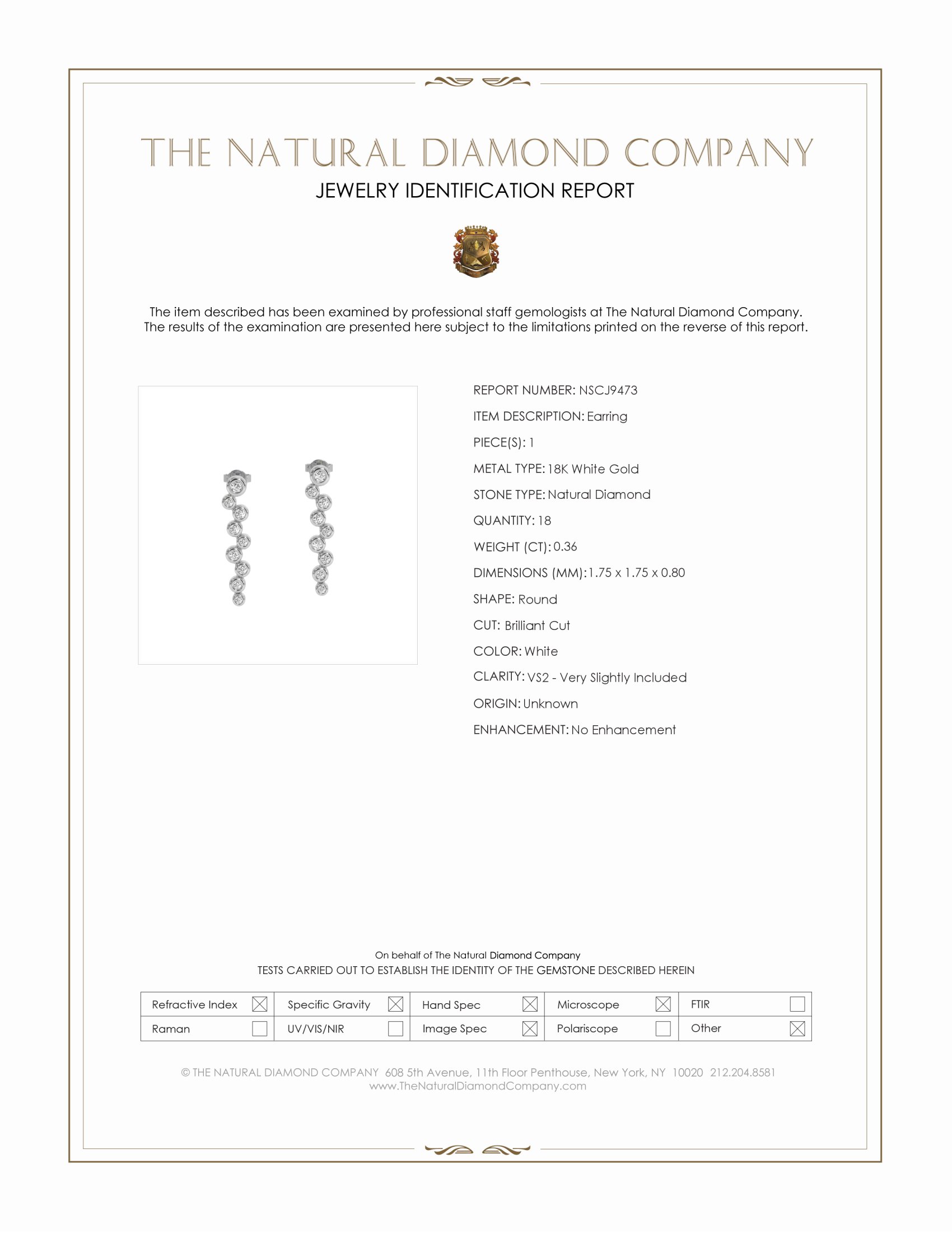 0.36 Ct.Tw. Natural Diamond Bezel Earrings, 18K White Gold