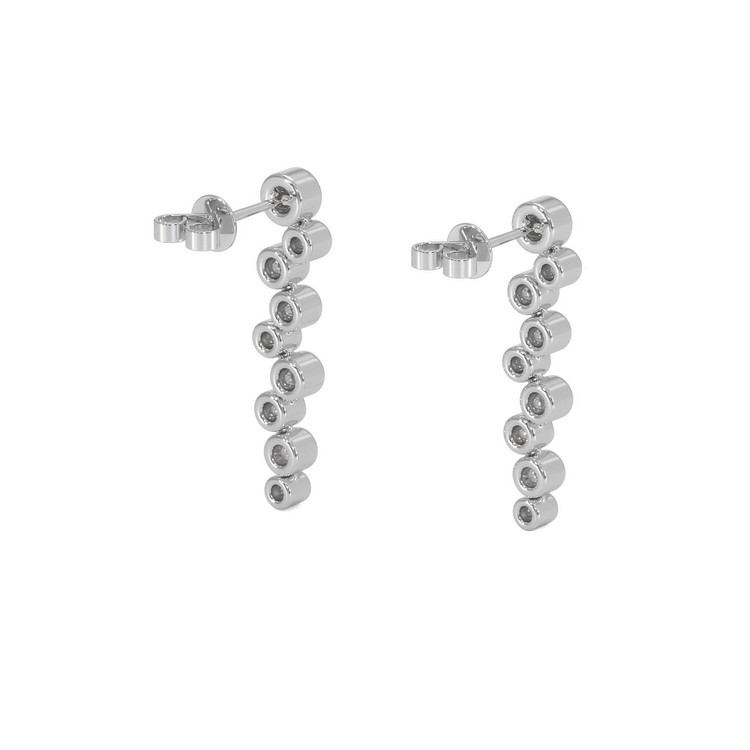 0.36 Ct.Tw. Natural Diamond Accent Stones Earrings, 18K White Gold