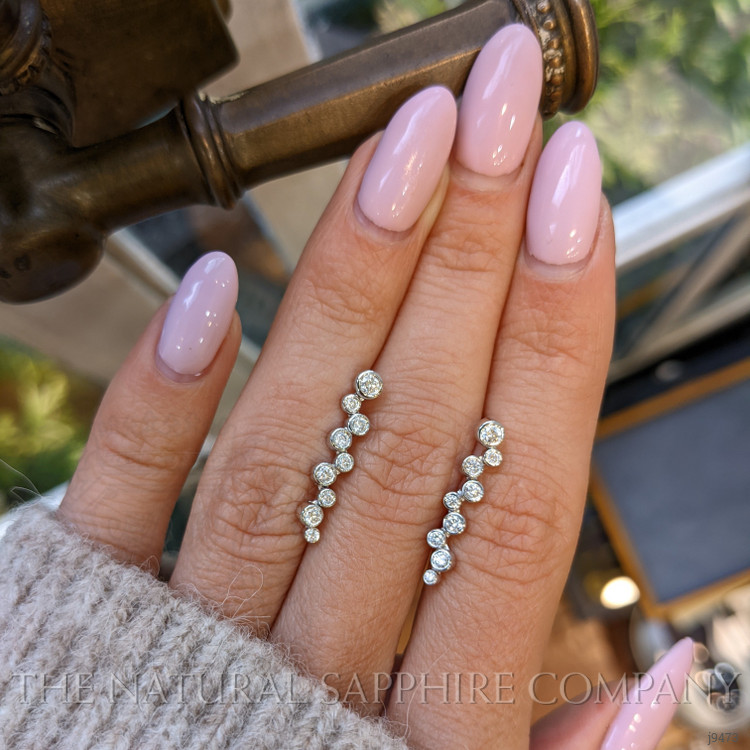 0.36 Ct.Tw. Natural Diamond Accent Stones Earrings, 18K White Gold