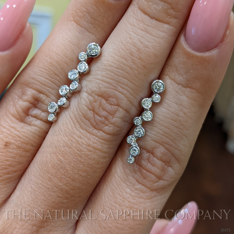 0.36 Ct.Tw. Natural Diamond Accent Stones Earrings, 18K White Gold