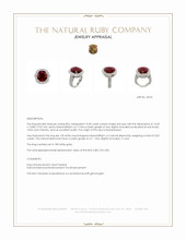 10.09 Ct. Ruby and Natural Diamond Antique Style Ring, 18K White Gold Appraisal