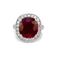 10.09 Ct. Ruby Natural Diamond Antique Style Ring, 18K White Gold Video