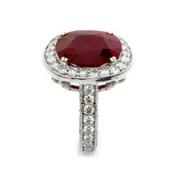 10.09 Ct. Ruby Natural Diamond Antique Style Ring, 18K White Gold Image