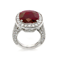 10.09 Ct. Ruby Natural Diamond Antique Style Ring, 18K White Gold Image