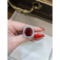 10.09 Ct. Ruby Natural Diamond Antique Style Ring, 18K White Gold Life Style