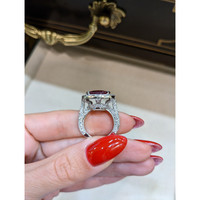 10.09 Ct. Ruby Natural Diamond Antique Style Ring, 18K White Gold Life Style