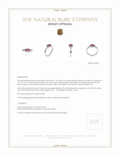 1.49 Ct. Pinkish Red Ruby and Natural Diamond Three Stone Ring, Platinum 950 Appraisal