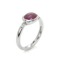 1.49 Ct. Ruby Natural Diamond Three Stone Ring, Platinum 950 Image