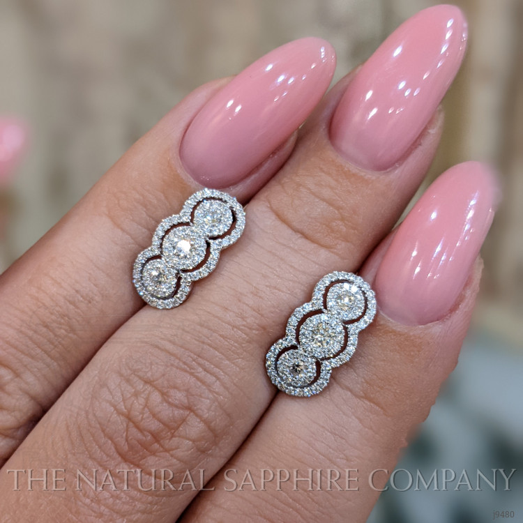 0.76 Ct.Tw. Natural Diamond Antique Style Earrings, 18K White Gold