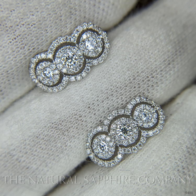 0.76 Ct.Tw. Natural Diamond Antique Style Earrings, 18K White Gold