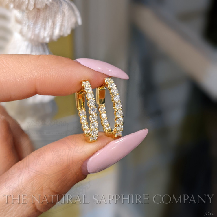 1.00 Ct.Tw. Natural Diamond Hoops Earrings, 18K Yellow Gold