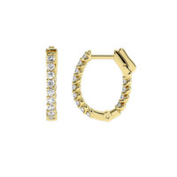 1.00 Ct.Tw.Total Carat Weight Natural Diamond Hoops Earrings, 18K Yellow Gold Image