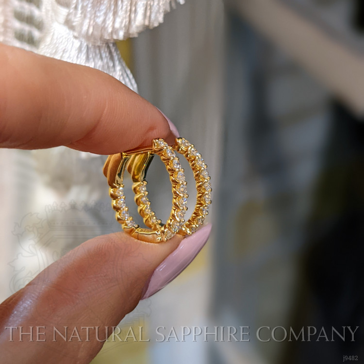 1.00 Ct.Tw. Natural Diamond Hoops Earrings, 18K Yellow Gold