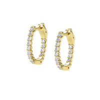 1.00 Ct.Tw.Total Carat Weight Natural Diamond Hoops Earrings, 18K Yellow Gold Image