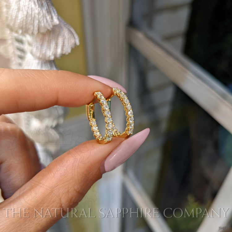 1.00 Ct.Tw. Natural Diamond Hoops Earrings, 18K Yellow Gold