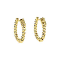 1.00 Ct.Tw.Total Carat Weight Natural Diamond Hoops Earrings, 18K Yellow Gold Image