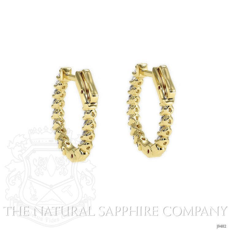 1.00 Ct.Tw. Natural Diamond Hoops Earrings, 18K Yellow Gold