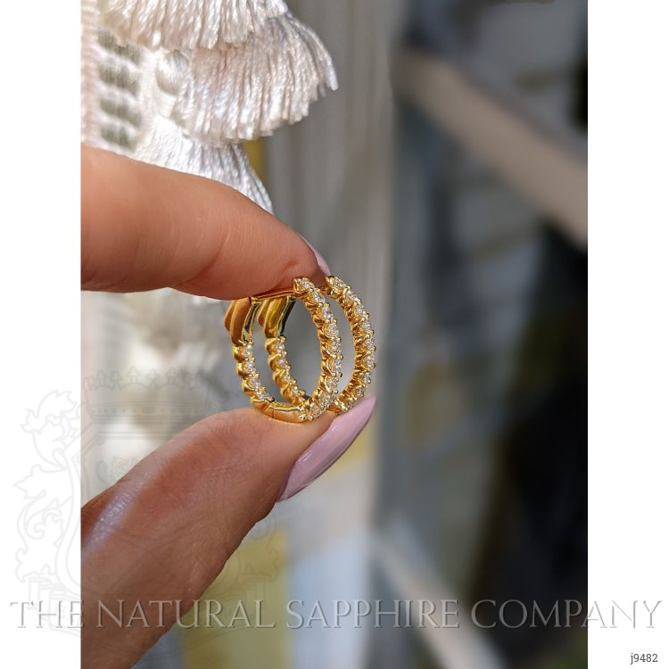 1.00 Ct.Tw. Natural Diamond Hoops Earrings, 18K Yellow Gold