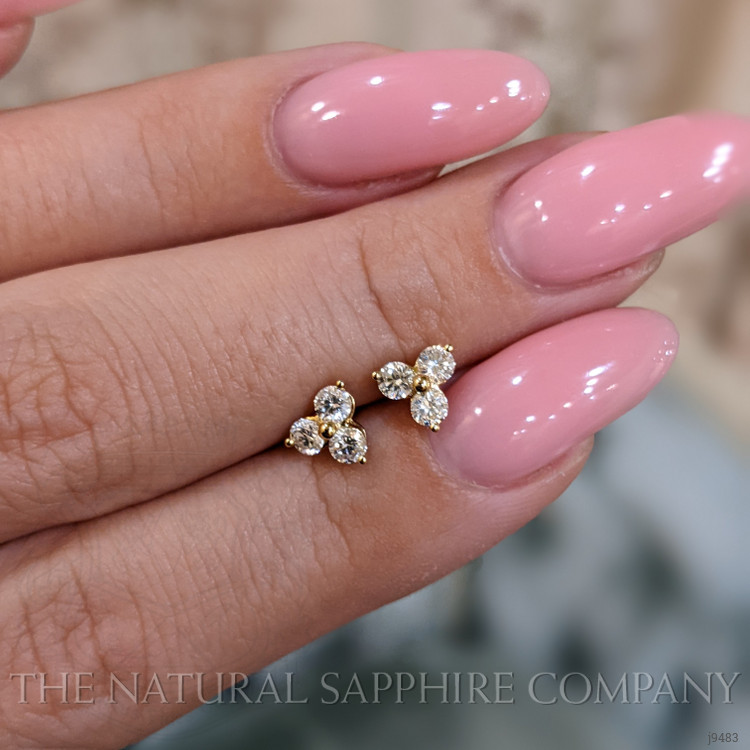 0.45 Ct.Tw. Natural Diamond Studs Earrings, 18K Yellow Gold