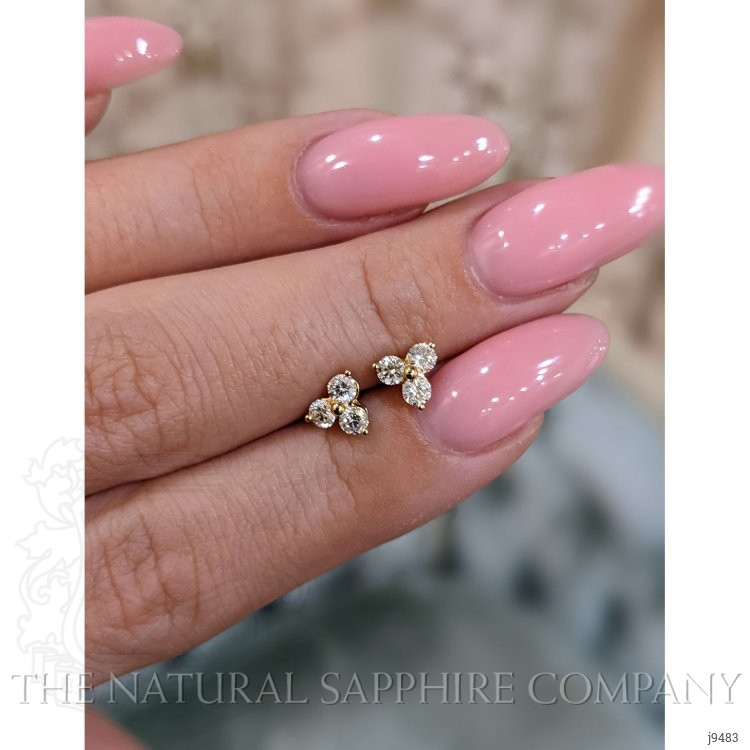 0.45 Ct.Tw. Natural Diamond Studs Earrings, 18K Yellow Gold