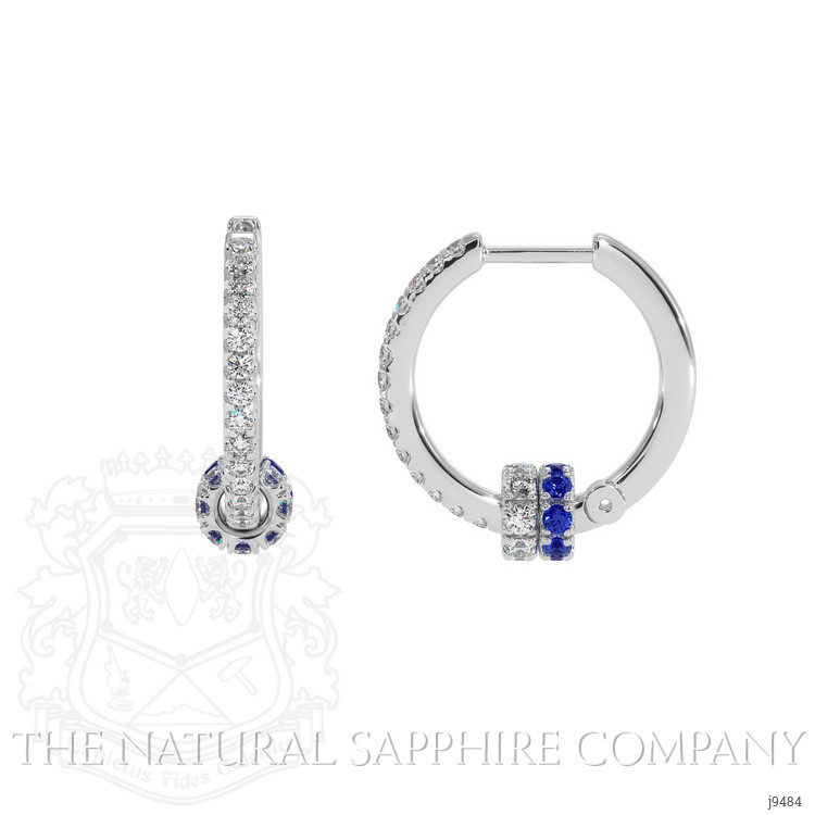 0.37 Ct.Tw. Blue Sapphire and Natural Diamond Accent Stones Earrings, 18K White Gold
