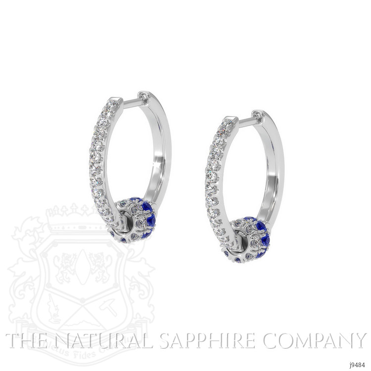 0.37 Ct.Tw. Blue Sapphire and Natural Diamond Accent Stones Earrings, 18K White Gold