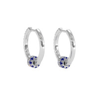 0.37&nbsp;Ct.Tw.Total Carat Weight Blue Sapphire and Natural Diamond Accent Stones Earrings, 18K White Gold Image