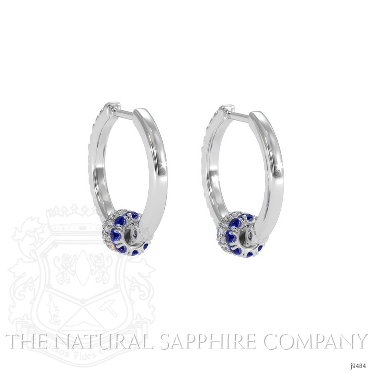 0.37 Ct.Tw. Blue Sapphire and Natural Diamond Accent Stones Earrings, 18K White Gold
