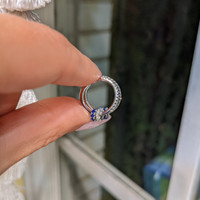0.37 Ct.Tw. Blue Sapphire and Natural Diamond Accent Stones Earrings, 18K White Gold Life Style
