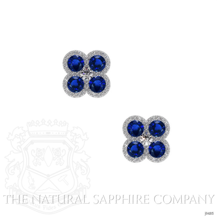 0.72 Ct.Tw. Blue Sapphire and Natural Diamond Studs Earrings, 18K White Gold